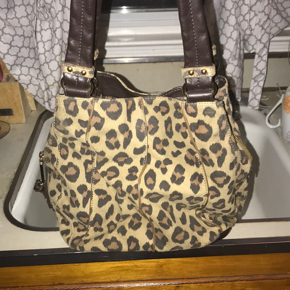 Tignanello animal print suede shoulder bag